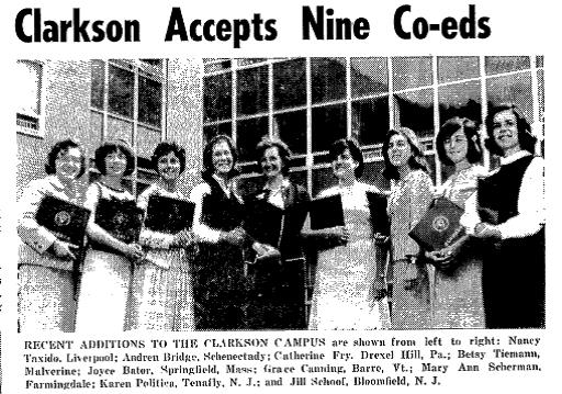 First nine coeds to enroll at Clarkson in Fall 1964